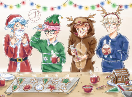 Sketch w/ Flat Colour + Props + Background + 3 Extra People + Additional Fee